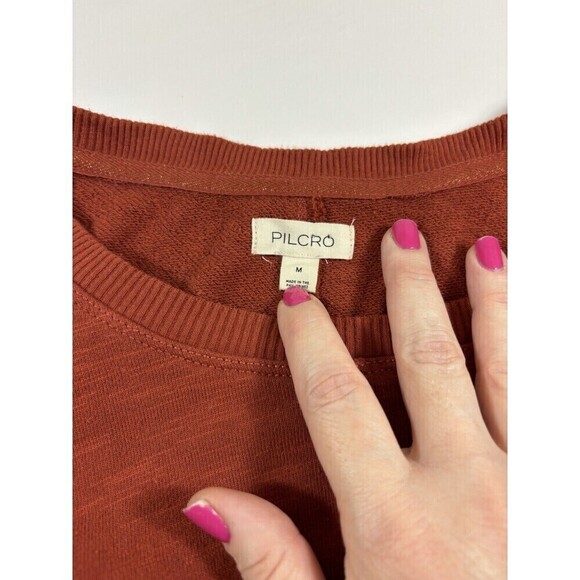 Pilcro Anthropologie Sweatshirt Burnt Orange Brown Medium Twist Front - Picture 4 of 9